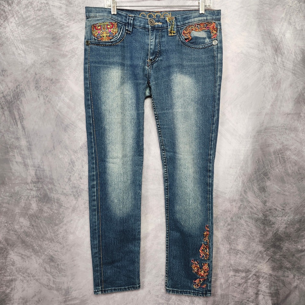 Vintage Y2K Coogi Embroidered Baroque Jeans Size 15/16 Straight Leg Stretch